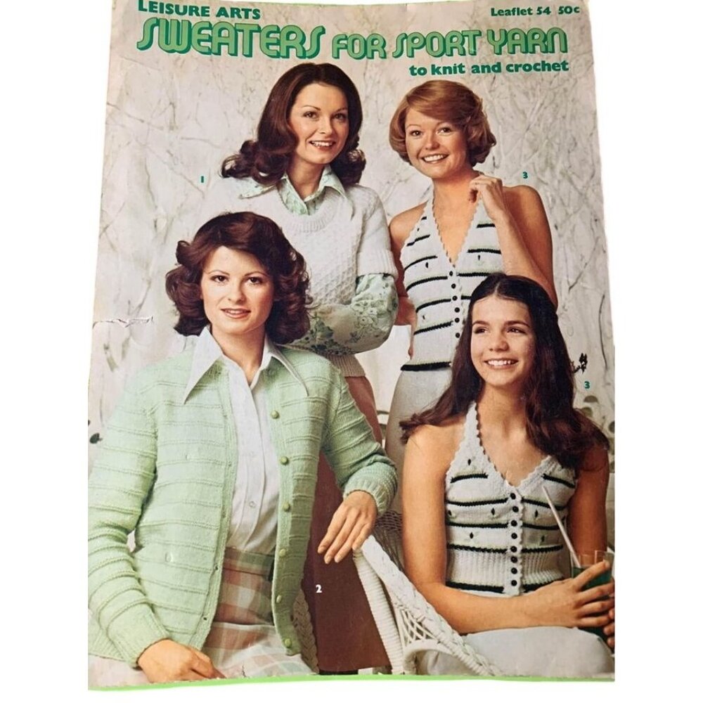 Leisure Arts Sweaters for Sport Yarn to Knit and Crochet 4 Design Book Leaflet 5